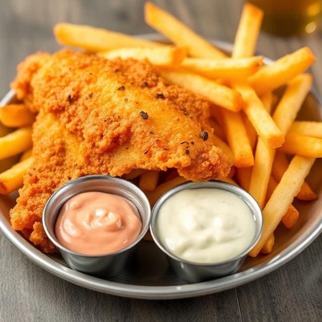 Fish And Chips Six Ounces Coffee